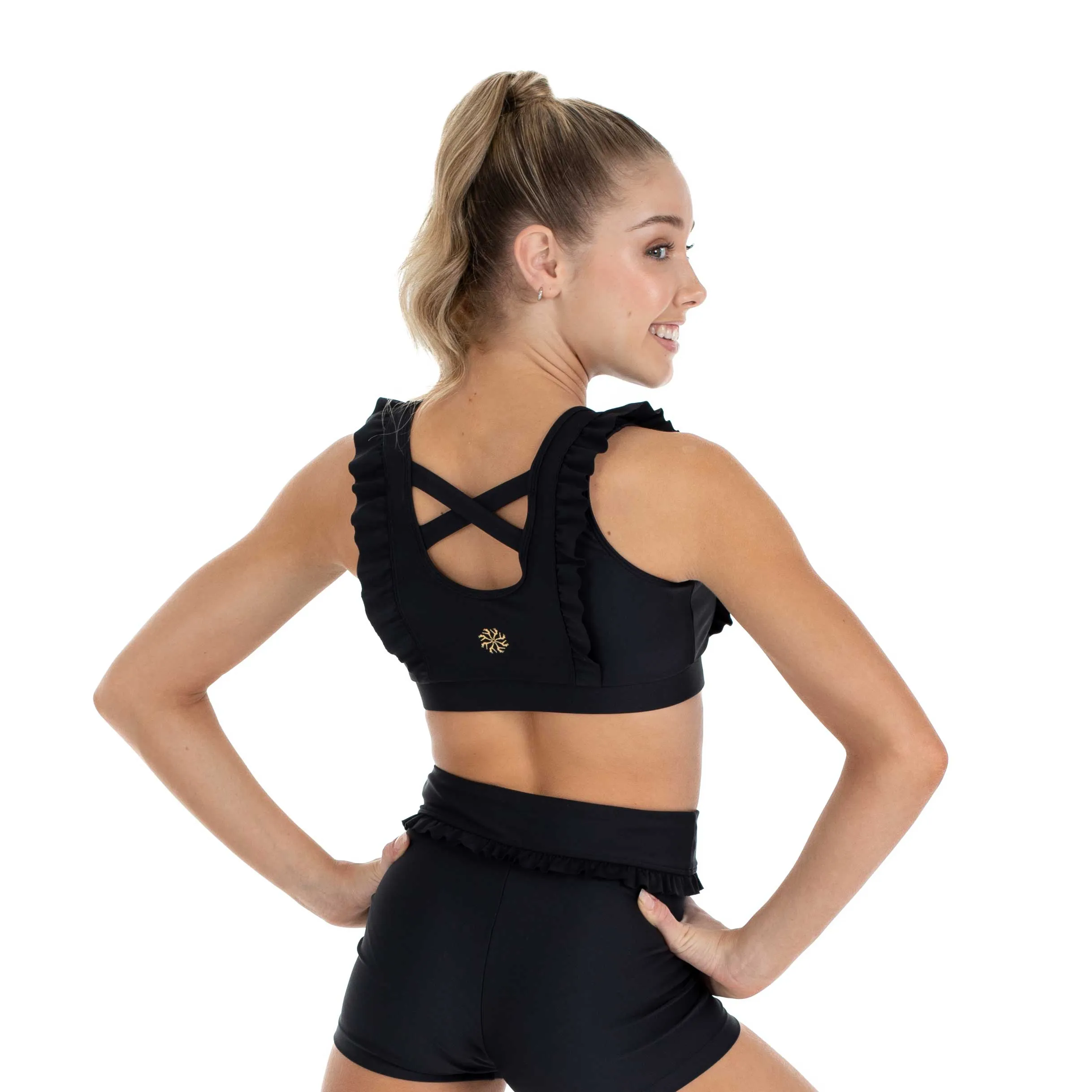 Tonya: Frill Bra Crop in Black