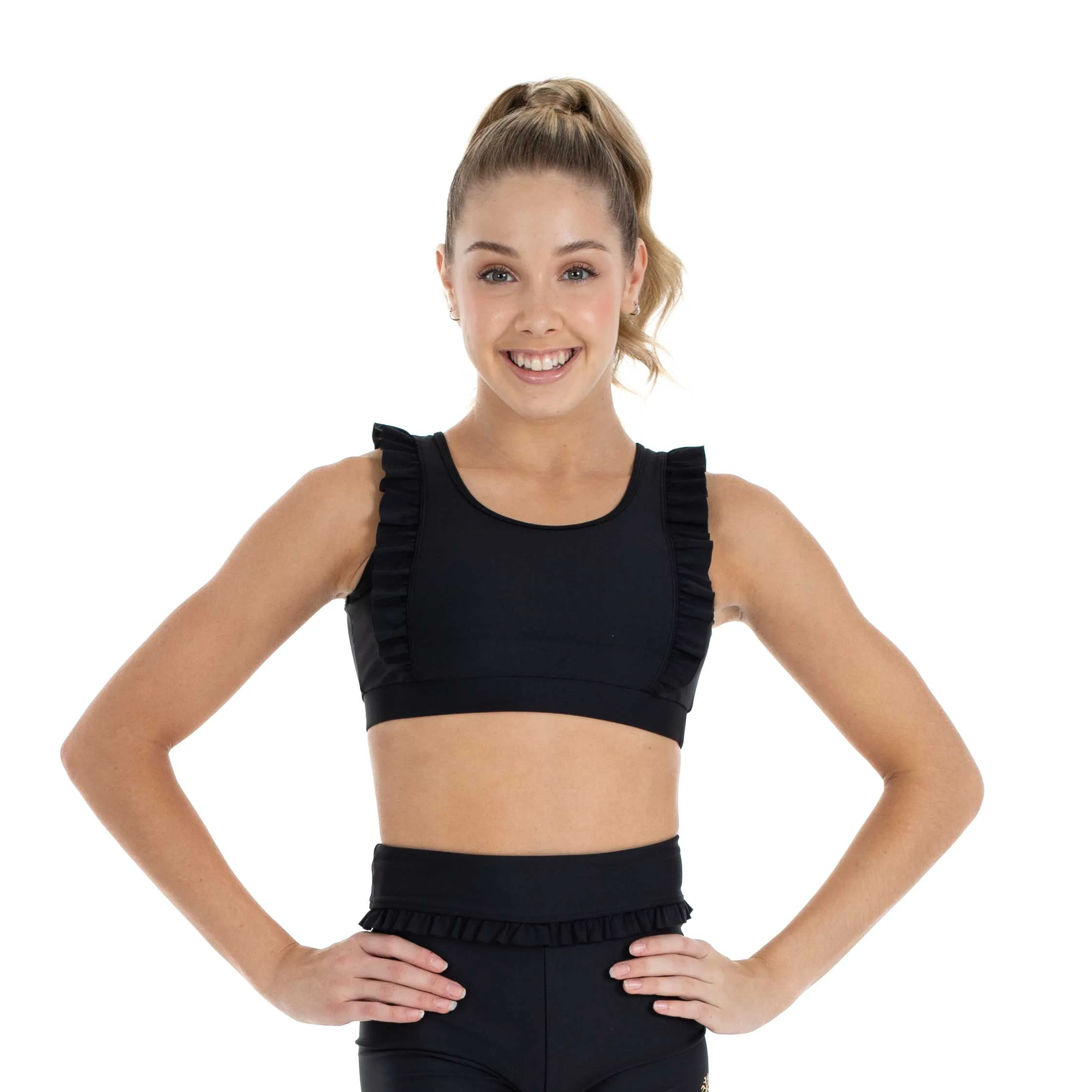 Tonya: Frill Bra Crop in Black