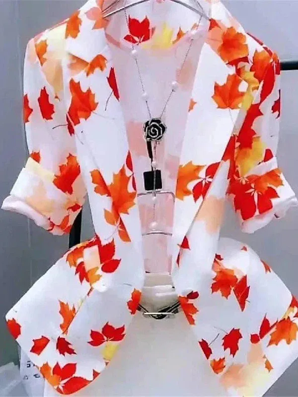 Versatile Floral Print Women's Blazer Casual Jacket