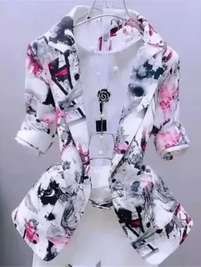 Versatile Floral Print Women's Blazer Casual Jacket