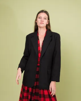 Vintage Black Wool Blazer (S/M)