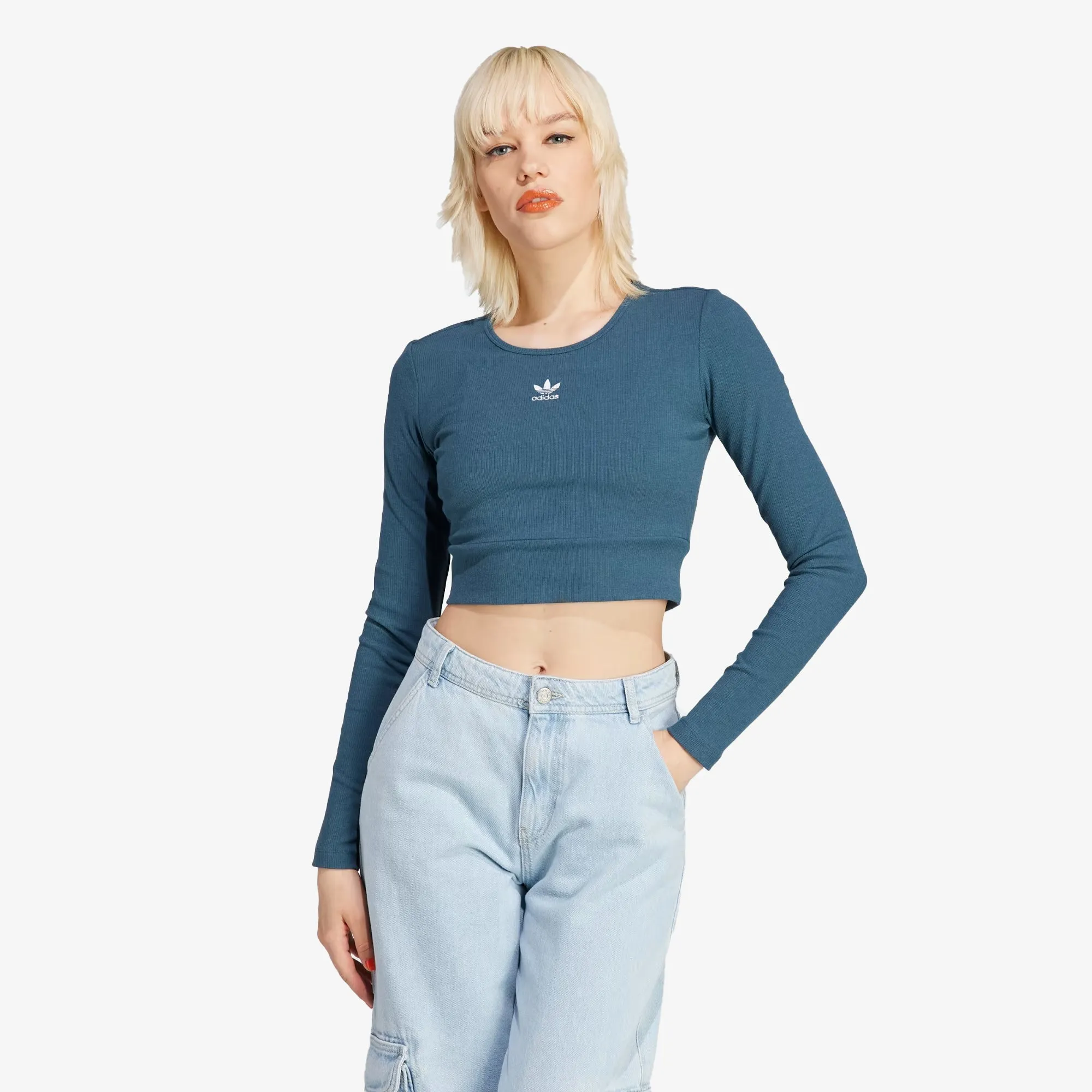 WMN'S ESSENTIALS RIB LONG SLEEVE TEE 'ARCTIC NIGHT'