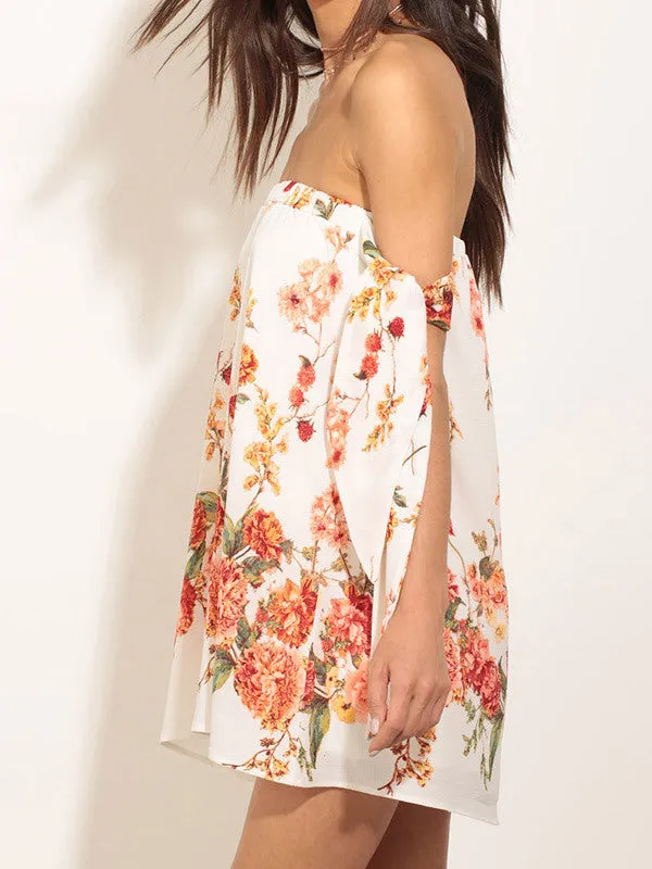 Women Off Shoulder Floral Mini Dress