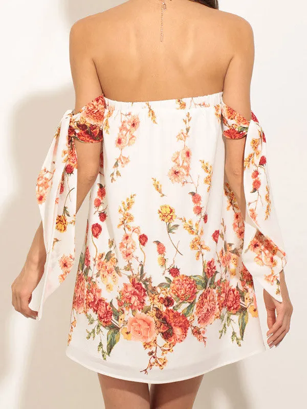 Women Off Shoulder Floral Mini Dress