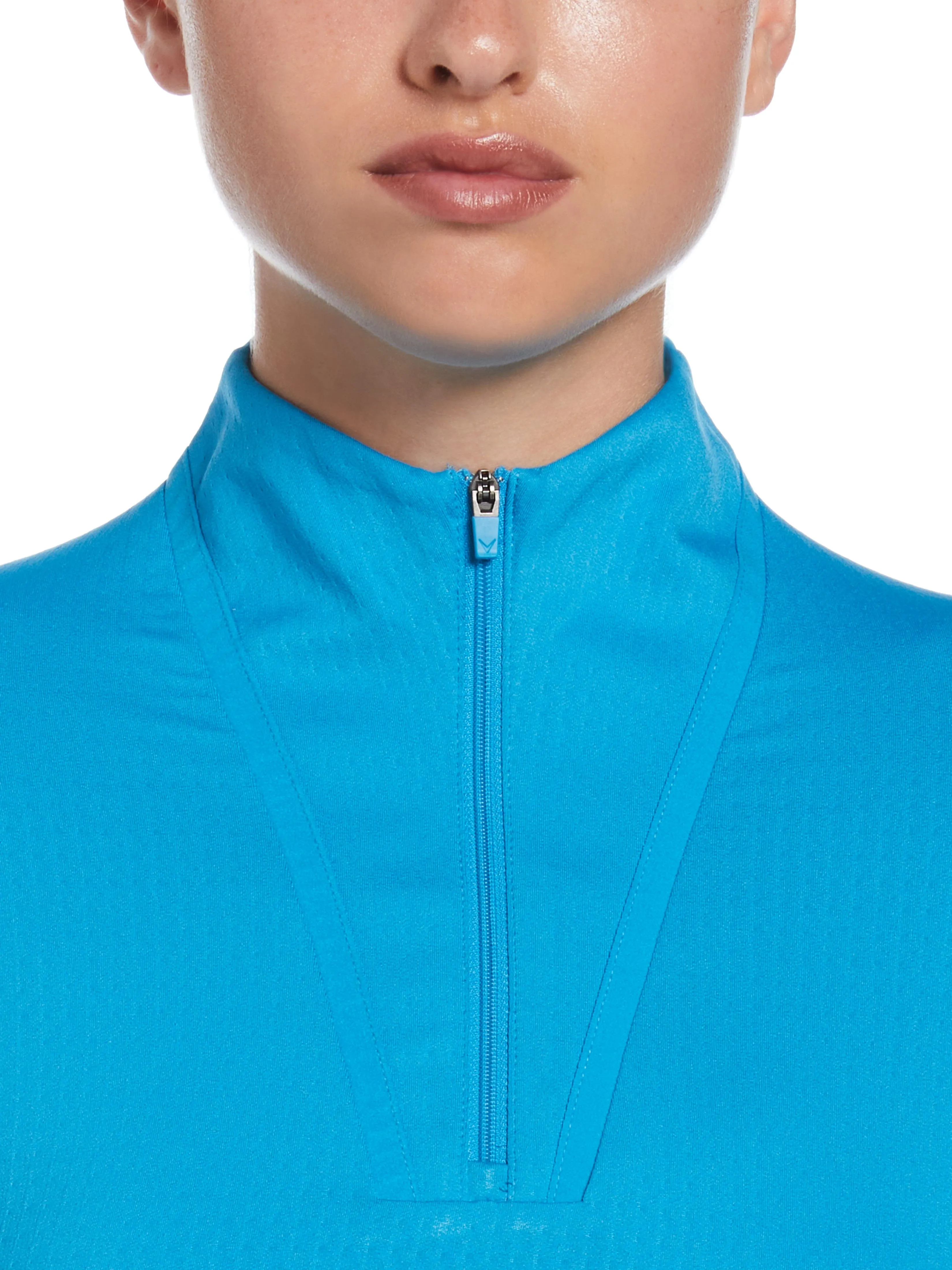 Womens 1/4 Zip Seams Long Sleeve Top