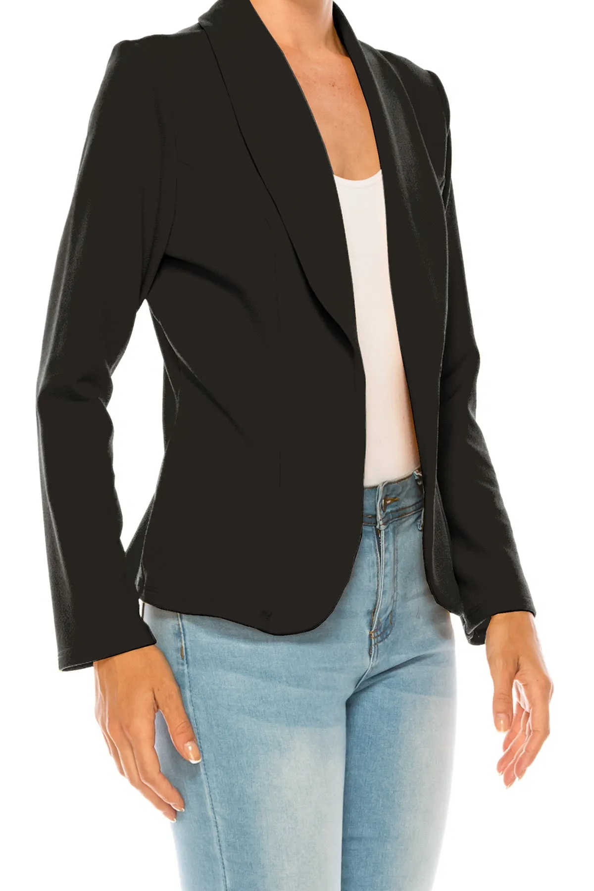 Women's Casual Solid Office Work Long Sleeve Fitted Blazer Jacket